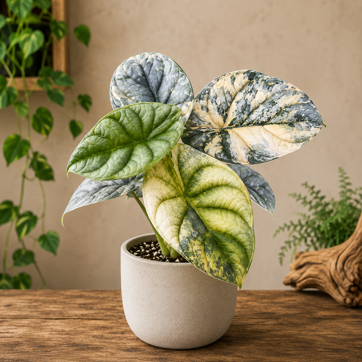 Alocasia 'Silver Dragon Aurea Variegated' | Tissue Culture